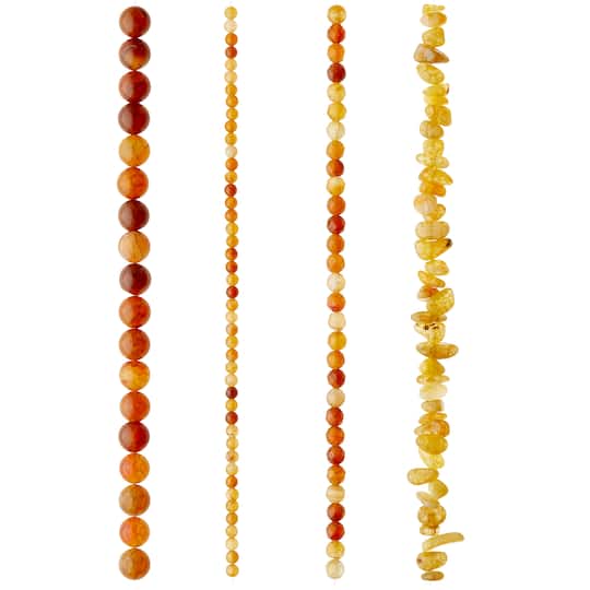 Yellow Agate Stone Semi-Precious Beads Value Pack by Bead Landing&#x2122;